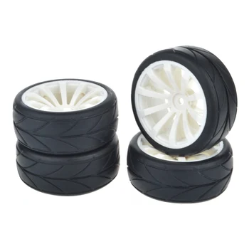 

4Pcs 1/10 On Road Car Tires and Wheel Rims for HSP HPI 1:10 Rc On-Road Car white
