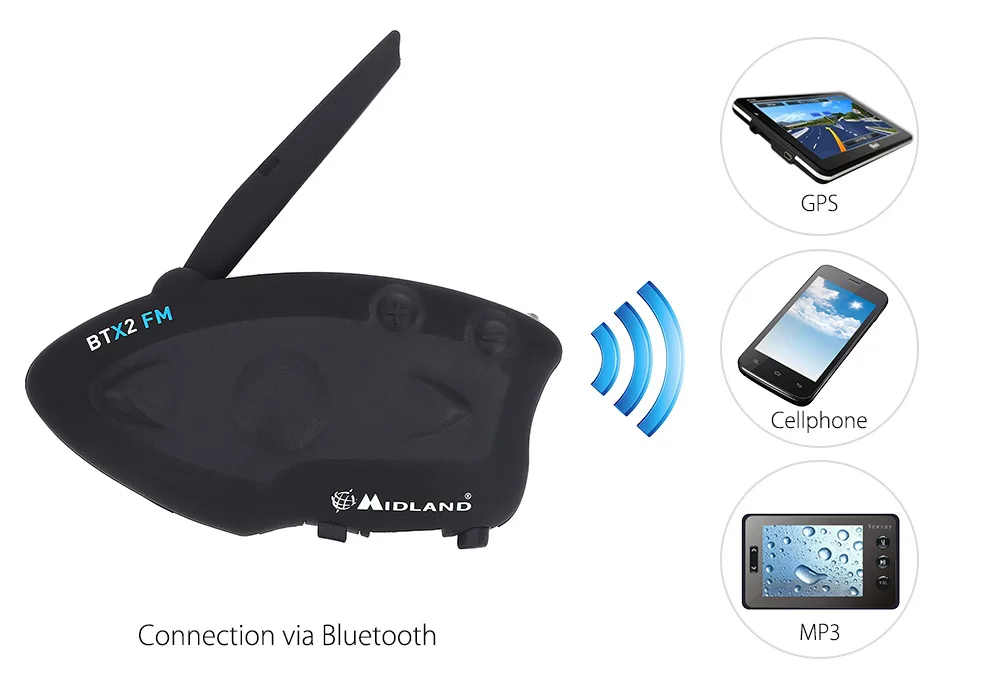 MIDLAND BTX2 FM мотоциклетный шлем внутреннее соединение шлем гарнитура мотоцикл 800 м BT Interphone Intercomunicador Moto