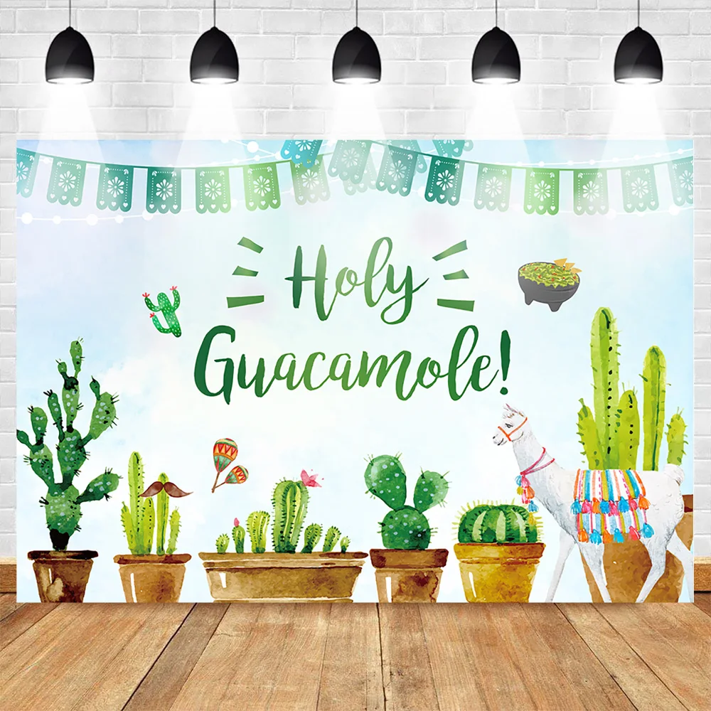 

Holy Guacamole Backdrop for Photography Birthday Photo Background Cactus Backdrops for Photocall Boda Horse Cloud and Sky