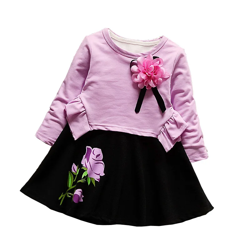 

BibiCola Cute Floral Printed Baby Girls Dresses Spring Autumn Long Sleeve 2PCS Girls Princess Dress Casual Costume Kids Clothes