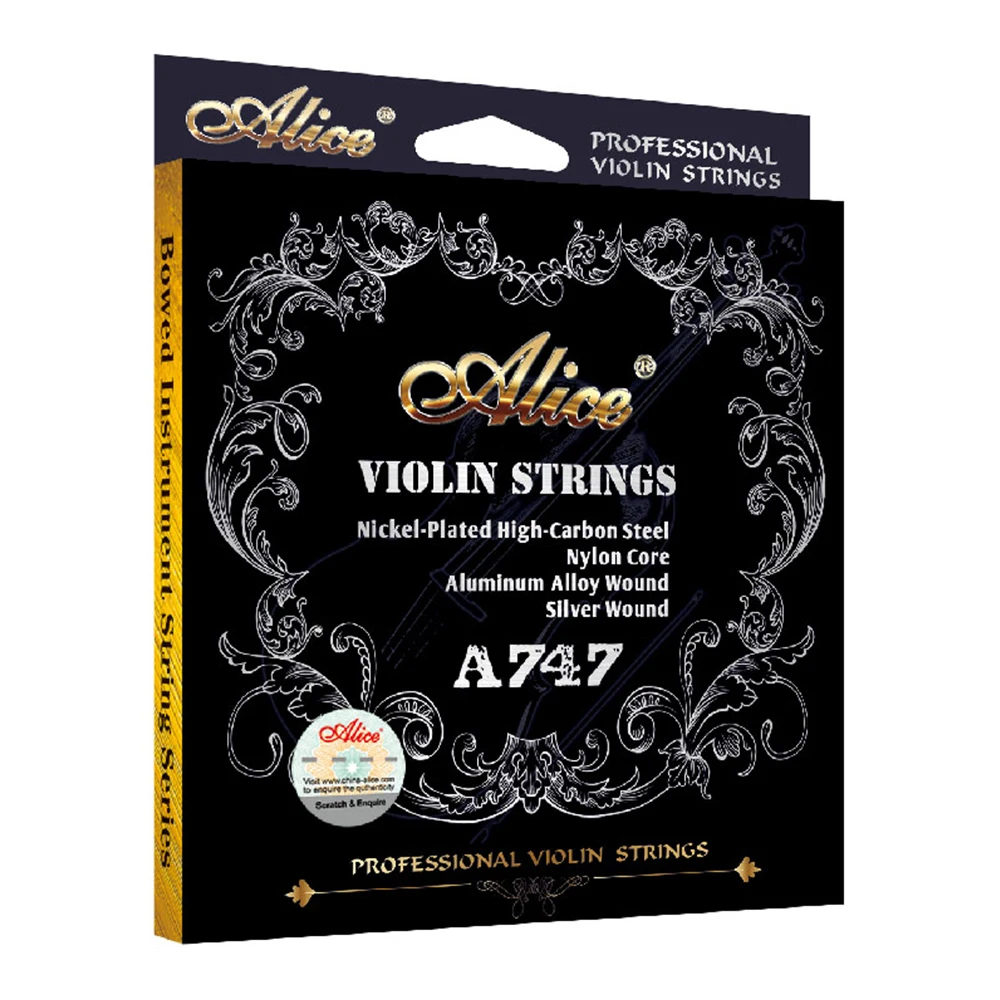 Alice Violin Strings High Carbon Silver Wound Nylon Core For 4/4 3/4