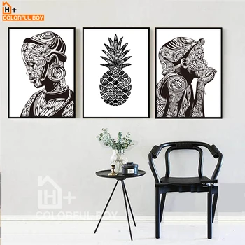 

COLORFULBOY Africa Girl Canvas Painting Black White Posters Nordic Wall Art Canvas Prints Wall Pictures For Living Room Decor