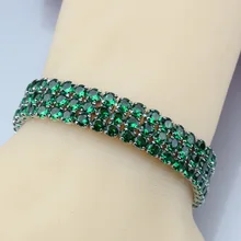 Зеленый циркониевый Регулируемая цепь браслет длина 19,5 см стерлингового серебра 925 ювелирные изделия для женщин/девочек подарочная коробка