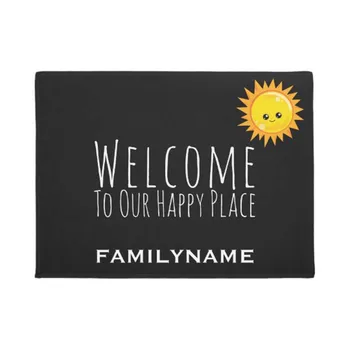 

Welcome to Our Happy Place Cute Family Name Doormat Home Decoration Entry Non-slip Door Mat Rubber Washable Floor Home Rug Carpe