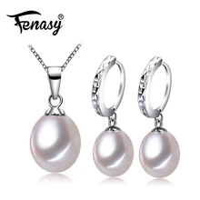 FENASY жемчужные ювелирные изделия, жемчужное ожерелье, пресноводные жемчужные серьги, с стерлингового серебра 925 пробы, J00s