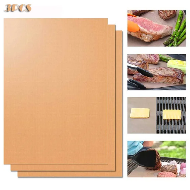 

3Pcs Teflon Sheet 40*60cm, 30x40cm Reusable Resistant Baking Mat, Oil-proof Paper, Baking Oven Tool, Non-stick for BBQ