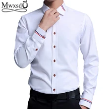 Высококачественная брендовая мужская одежда Mwxsd, хлопковая рубашка, мужская приталенная рубашка с длинным рукавом на свадьбу, Мужская Повседневная Деловая белая сорочка homme