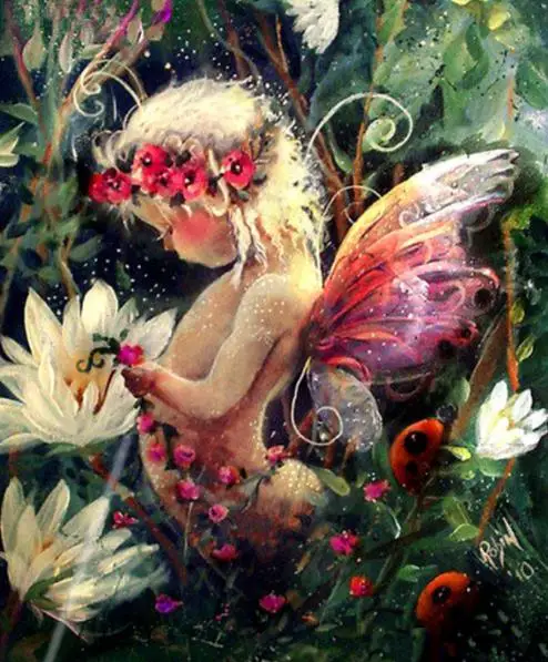 

Diamond Drawing Painting By Number Flower Fairy Angel Girl Diamond Embroidery Cross Stitch Modern Novelty YHAll Home Decal
