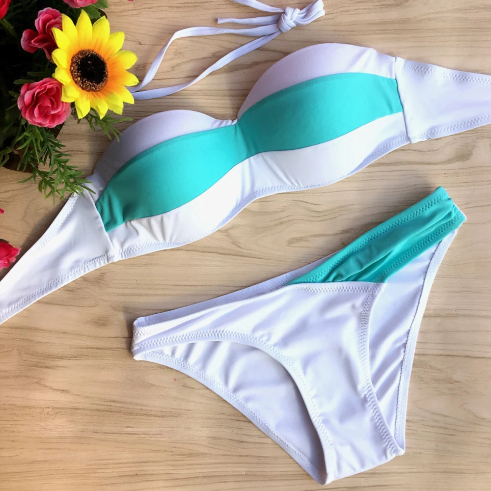 MysteryPark Women Swimwear 2019 Newest Bikinis Striped Solid Bikinis Set Soft Cups Underwire Bathing Suit Maillot de bain