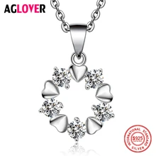 Сердце 925 Серебряное ожерелье модное очарование шесть сердце подвесные женские украшения ожерелье серебро 50 см цепочка Ювелирные изделия