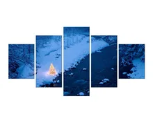 5 Pieces Snowy Mountains Cloudy Sky Snow Mountain Panel Paintings Modern Landscape Pictures Photo Prints On