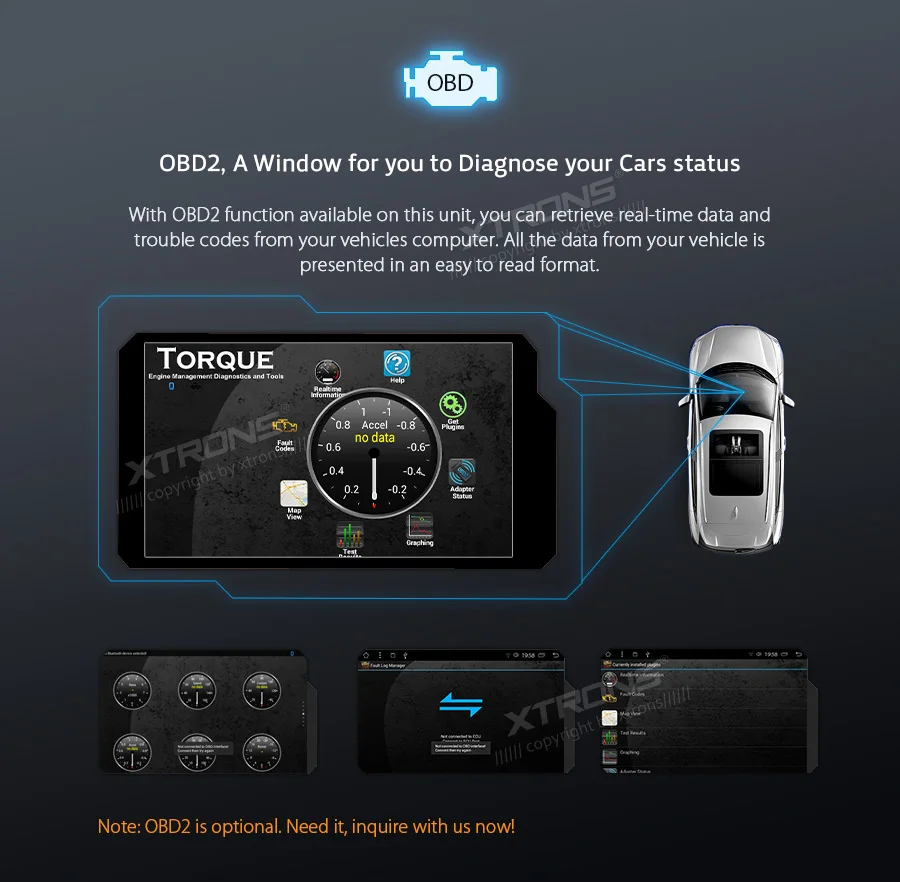 Clearance XTRONS 10.1" Android 8.1 Octa Core Radio 32GB Rotatable Face Panel 2.5D Curved Screen Car Stereo Player GPS OBD 1 & 2 DIN No DVD 18