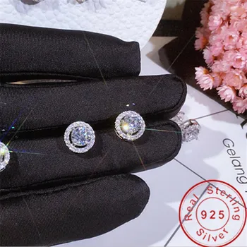 

Fine Stud Earrring AAAA Cz 100% Real 925 sterling silver Statement Engagement Wedding Earrings for women Bridal Party Jewelry