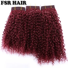Красное вино афро пряди кучерявых волос 100 г/шт. растягивается длина 8-20 дюймов короткие синтетические волосы для наращивания
