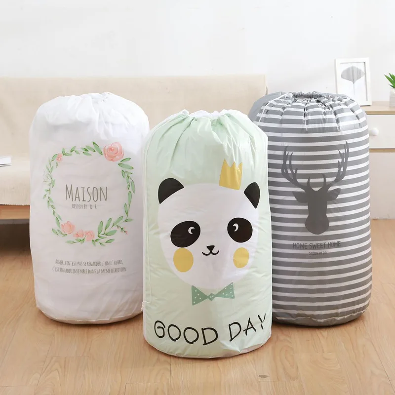 

Drawstring Quilt Clothes Storage Bag Foldable Pouch Toy Storage Box Mildew Proof Clothes Organizer Bag Home Storage