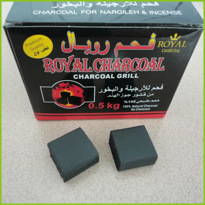 60pcs 1 box flat slow burning bamboo shisha charcoal, 25x25x15mm Hookah