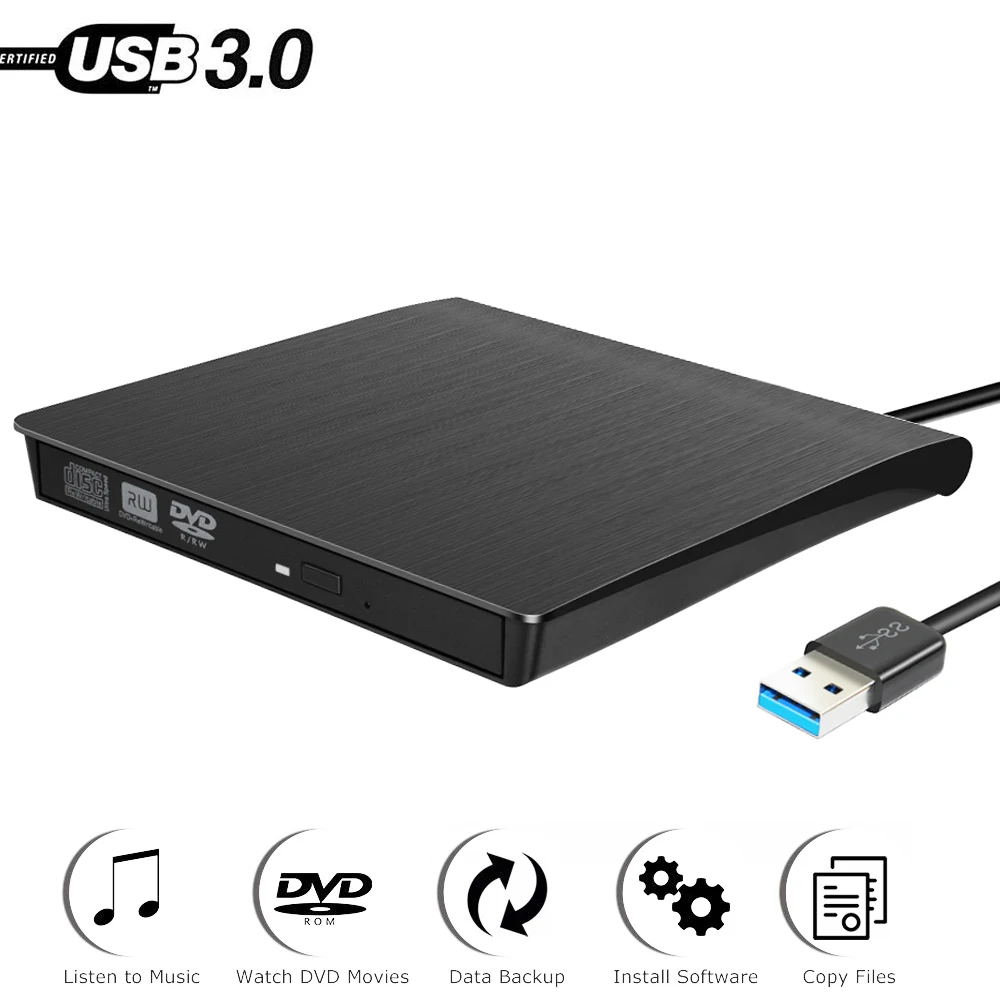 Внешний USB 3 0 высокоскоростной DL DVD RW устройство записи компакт дисков тонкий