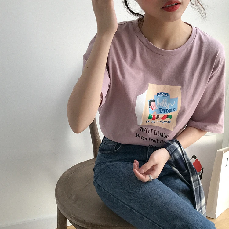 Женская футболка с милым принтом весна лето 2020 ulzzang harajuku корейский стиль модный