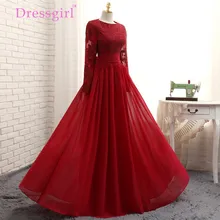 2017 Muslim font b Evening b font font b Dresses b font A line Long Sleeves