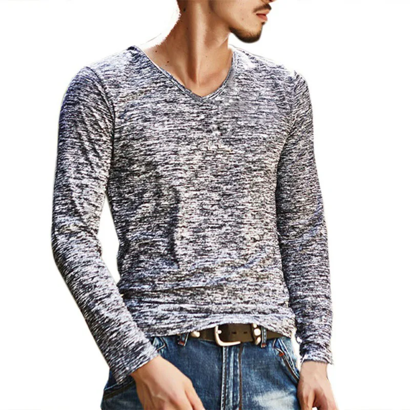 

New Trend Spring Autumn Men T-shirt Casual Long Sleeve Mens Clothing 2018 Slim Men Basic Tops Tees Stretch Basic tshirt