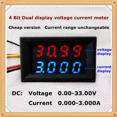 RD простая версия 4 бит постоянного тока 0-33 в/3 А двойной светодиодный дисплей 0,28 Цифровой амперметр вольтметр напряжение измеритель тока [4 шт./лот] - Цвет: RED BLUE