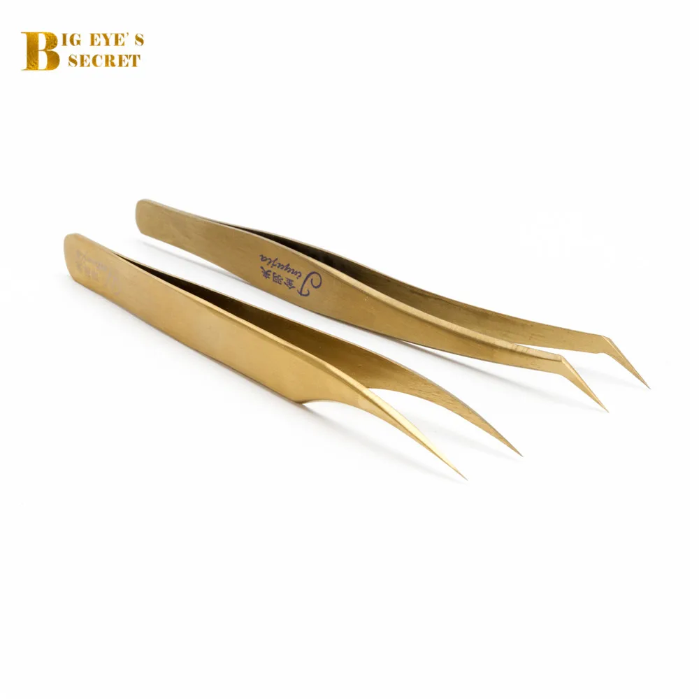 

Big Eye's Secret stainless steel Mink eyelash extension Straight bend tweezers professional Volume Eye Lashes Tweezers