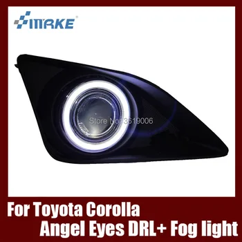

Fog Lamp Assembly LED Day Light COB Angel Eyes Foglight Daytime Running Light Lens Bumper Complete Set For Toyota Corolla 07-10