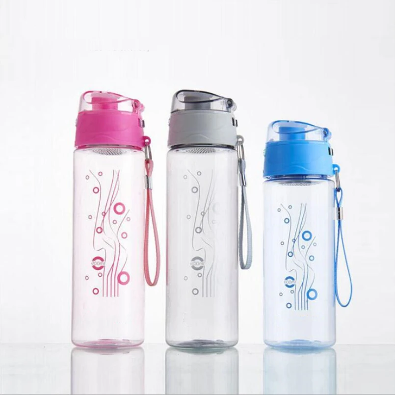 

Water bottle with filter plastic bpa free direct drinking with push button lid outdoor sports