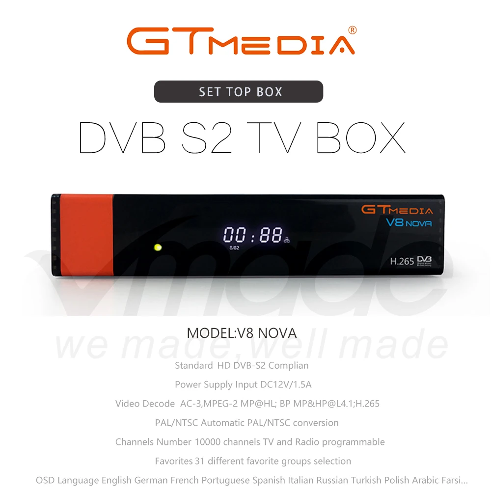 Gtmedia V8 NOVA from Freesat V8 Super TV Receiver Receptor Support built-in WIFI H.265 DVB-S2 cline cccam Box Spain tv decoder