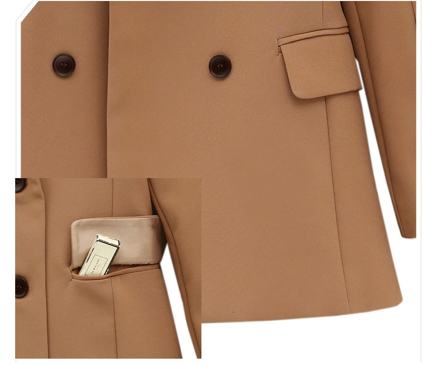 Lanysse, осенне-зимний костюм, блейзер для женщин, офисный, двубортный, с карманами, для женщин, Длинные куртки, элегантный, с длинным рукавом, Блейзер, верхняя одежда