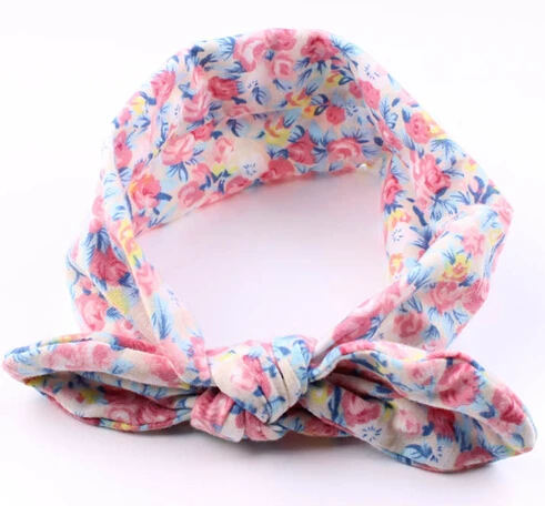 2016 New 10pcs/lot Baby Grils Flower Rabbit Ear Headband Kids Infant Turban Knotted Tie Hair Band Children Hair Accessories 0 3 m hat newborn kids baby hats turbans caps bows knotted children headwear wrinkle caps toddler cap accessories photo props