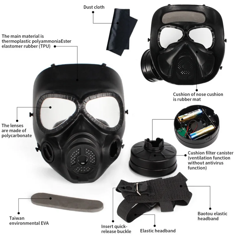  M40 Double Fan Gas Mask CS Filter Paintball Airsoft Helmet Tactical Army Capacetes De Motociclista 