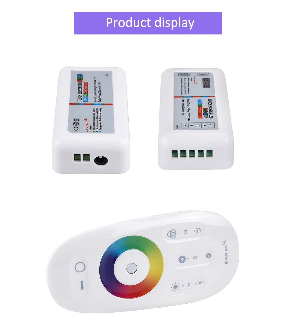 EeeToo Touch Screen LED RGB RGBW Controller 2.4G DC 12-24V Wireless RF Remote Controller Dimmer for RGB RGBW LED Strip Light (9)