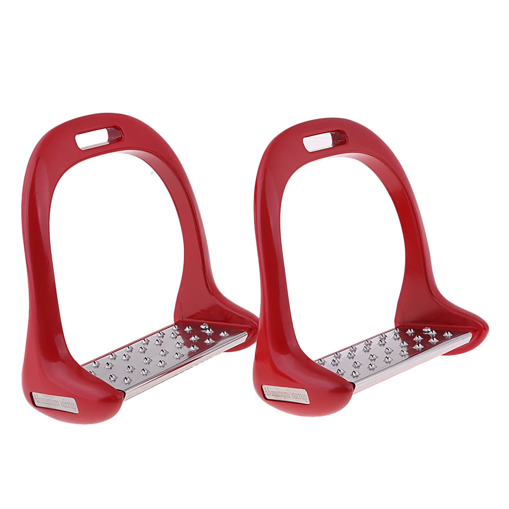 1Pair Anti Slip Aluminium Horse Saddle English Stirrups Horse Riding Equestrian Safety 18x15cm Plastic Safety Stirrups