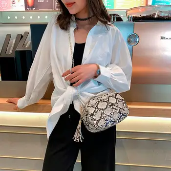 

Women's Bag Designer High Quality 2019 Hot Fashion Lady Snake Pattern Tassels Versatile Shoulder Bag Messenger Bags bolso mujer