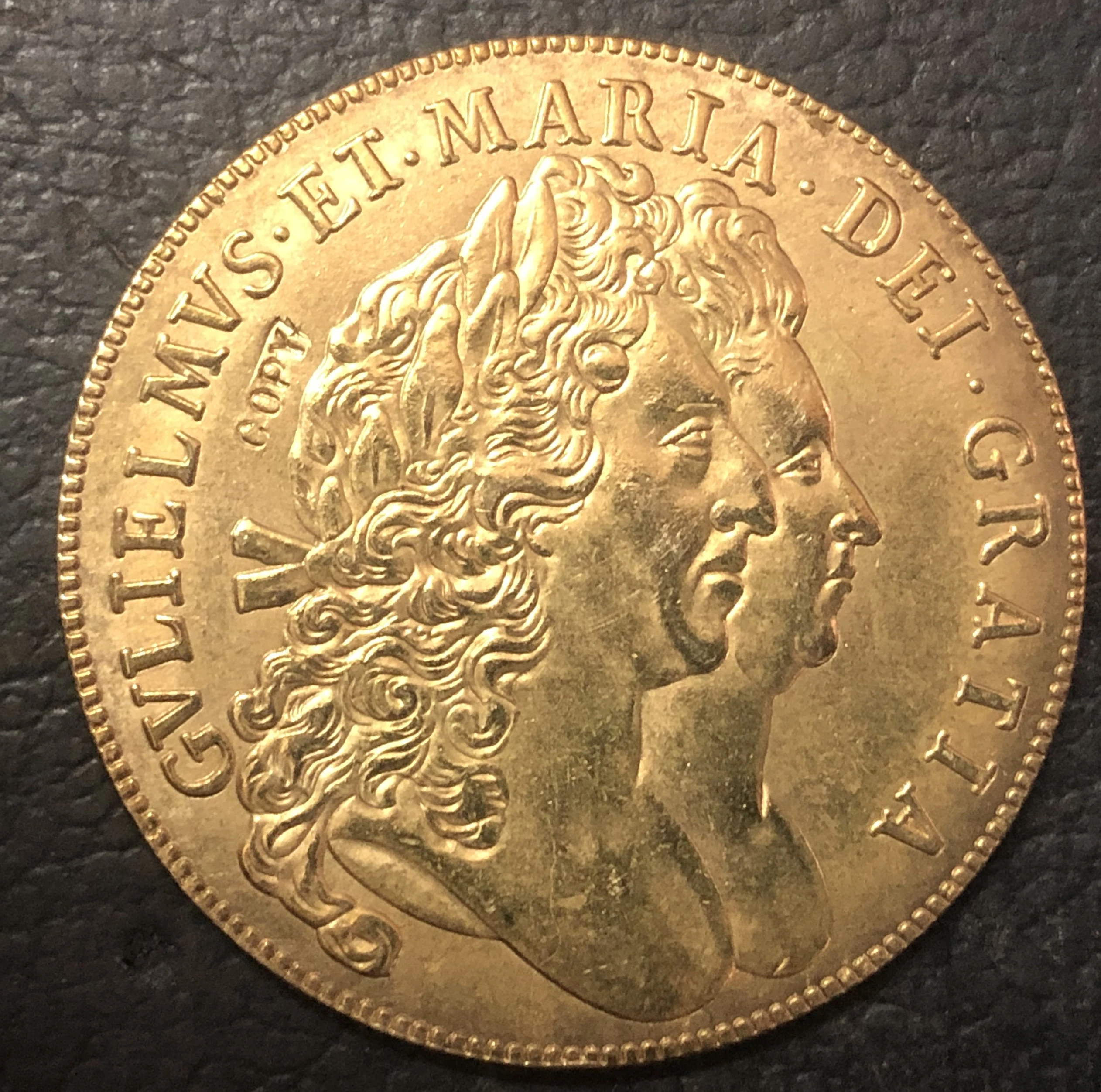 

1693 England 5 Guineas - William & Mary .9999 pure Gold Plated Copy Coin