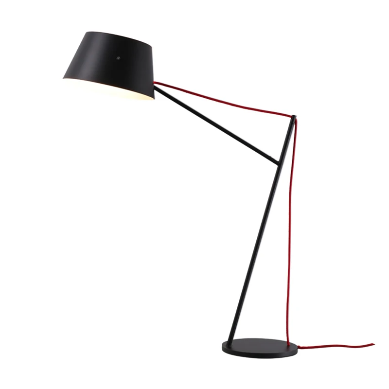 

Nordic modern minimalist laboratory fishing floor lamp black lampshade designer model room engineering metal LED standing lamp