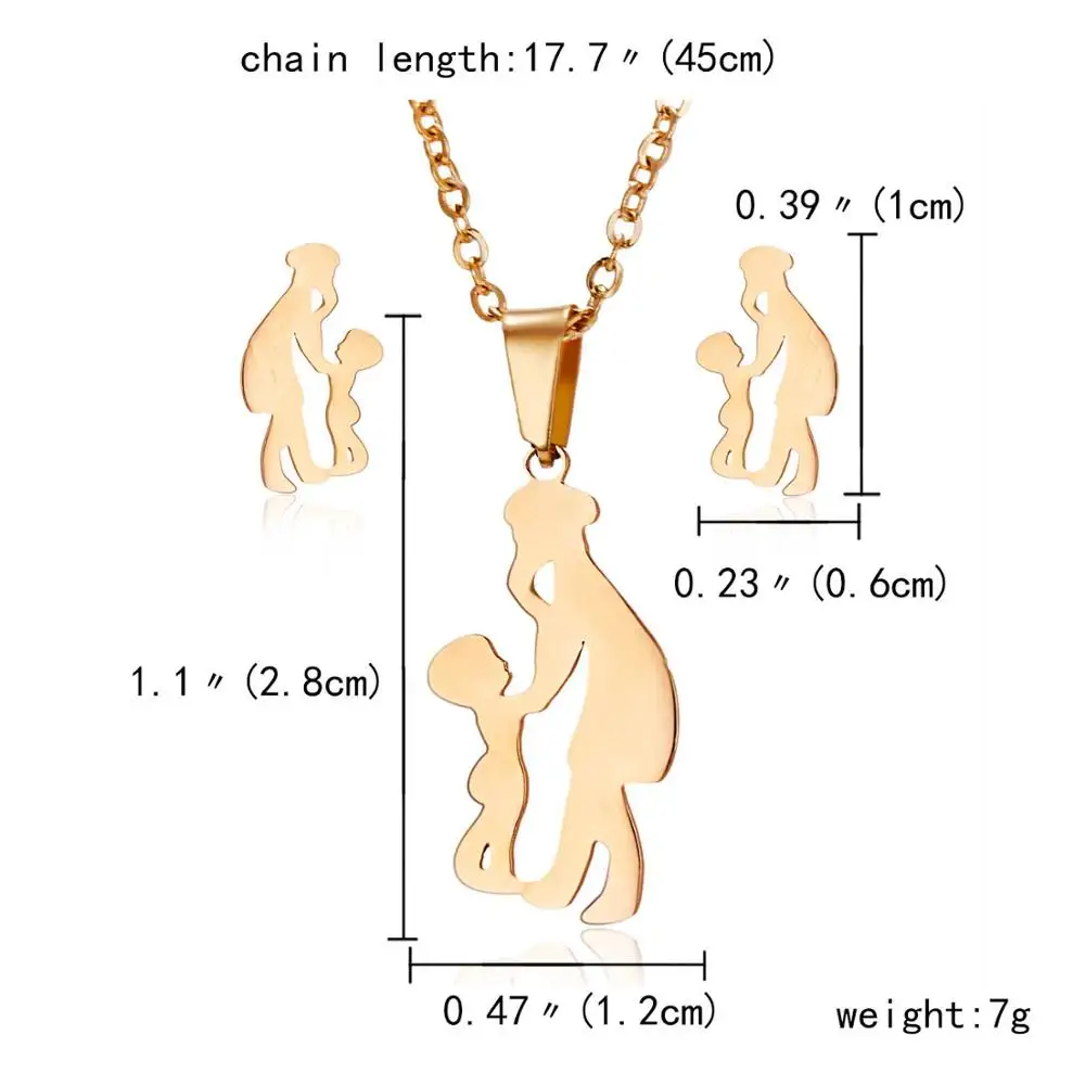 Ринху Мода полые мать и детское ожерелье женский ювелирный набор нержавеющая сталь, милая ожерелья в виде животных и серьги девочка ребенок подарок - Окраска металла: 2