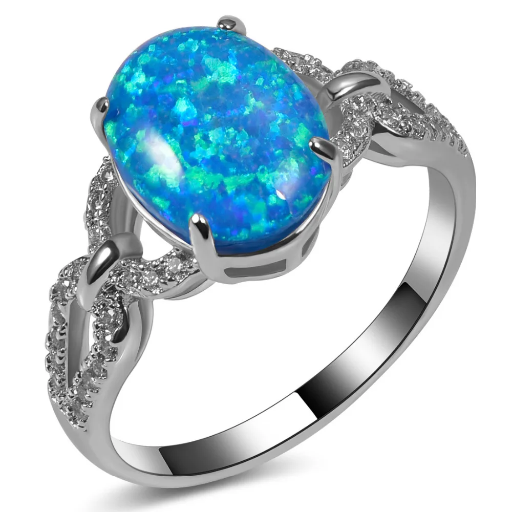 

Hot Sale Exquisite Blue Fire Opal 925 Sterling Silver High Quantity Engagement Wedding Ring Size 5 6 7 8 9 10 11 A140