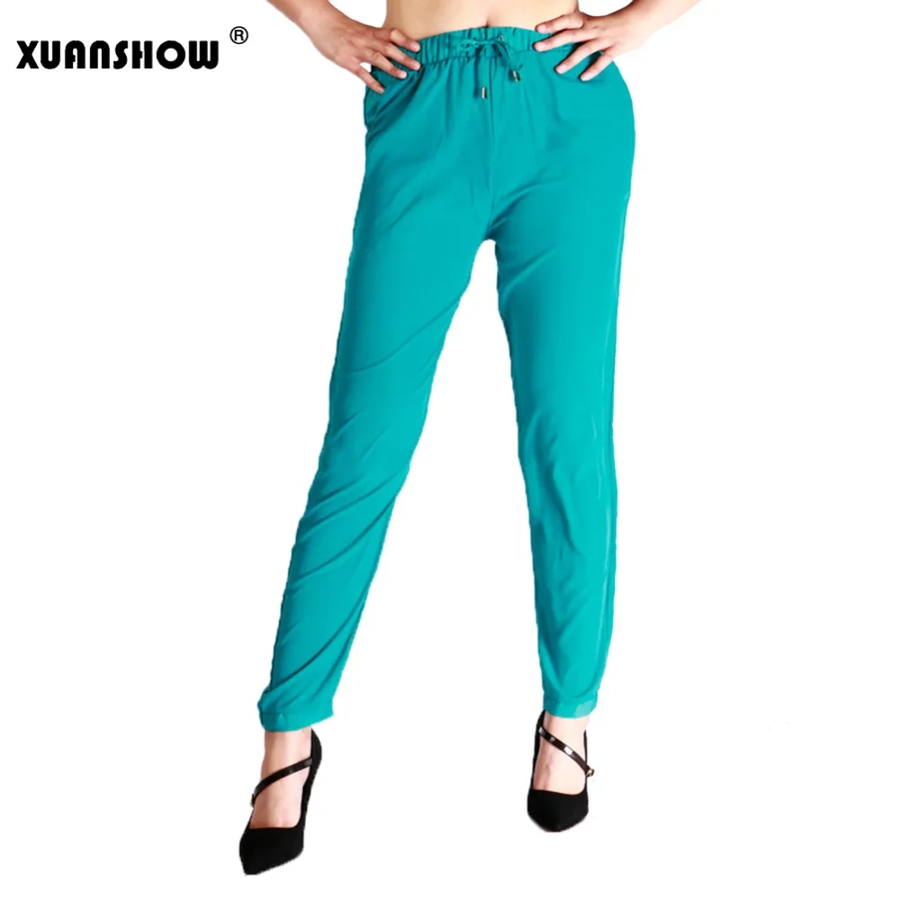 XUANSHOW сезон: весна–лето Для женщин длинные штаны шифон тонкий эластичный Вист брюки Mujer