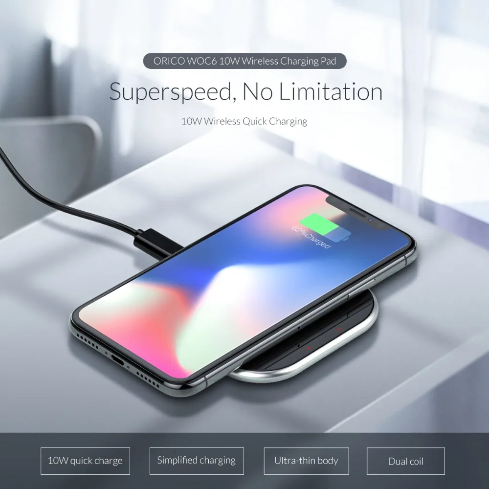  ORICO Drahtlose Ladegerät für Samsung Galaxy S7/S8/S9 Schnelle USB Drahtlose Lade 10W für iPhone X