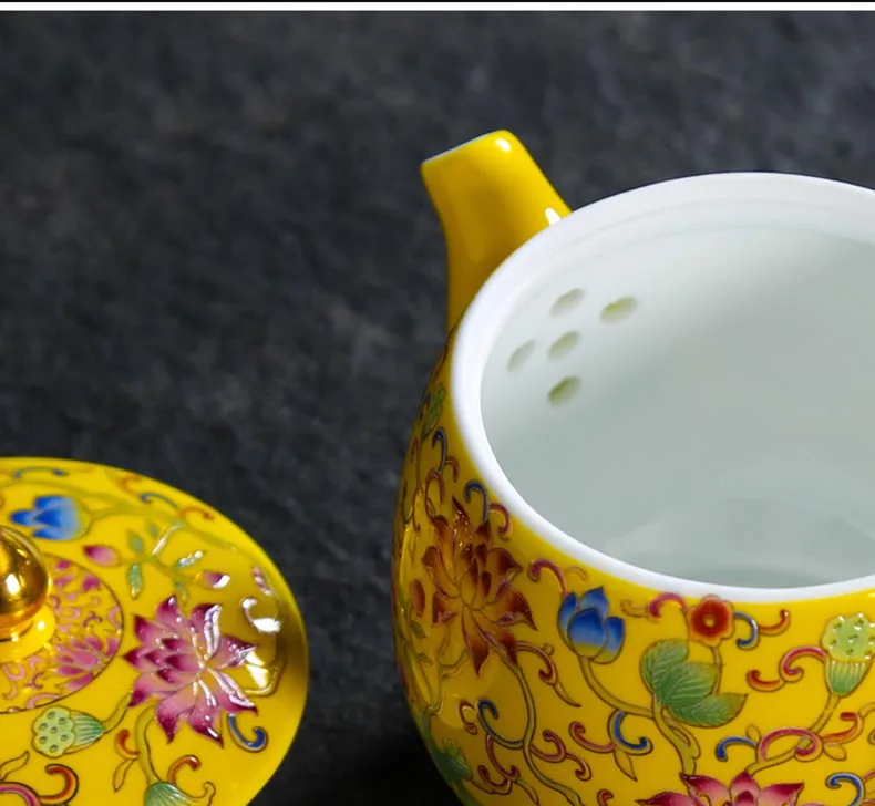 750 мл китайский Дворцовый стиль Qianlong винтажный цветной эмалированный фарфоровый чайный горшок, чайный набор, креативный подарок, держатель чайника, чайный поднос
