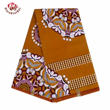 

Cotton High Quality 6 Yards African Guaranteed Wax Print Bazin Fabric new bintarealwax Fabrics 24FS1096