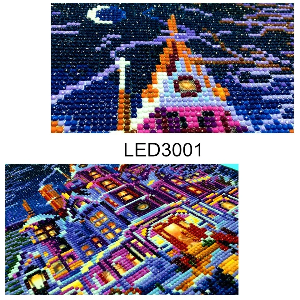 Günstige AZQSD Diamant Malerei Landschaft Winter LED Licht DIY 30x40cm Diamant Mosaik Haus Vollen Satz Wand Kunst Gerahmte weihnachten Geschenk