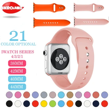 

soft Silicone Sports Band for Apple Watch 3 2 1 38MM 42MM Bands Rubber Watchband Strap for watch series 4 40mm 44mm wrist straps