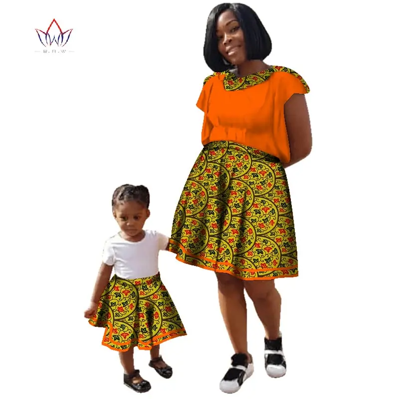 

Summer Family Matching Clothes Brand Mother and daughter regular cotton fabric traditional african dashiki clothing 7xl WY2916
