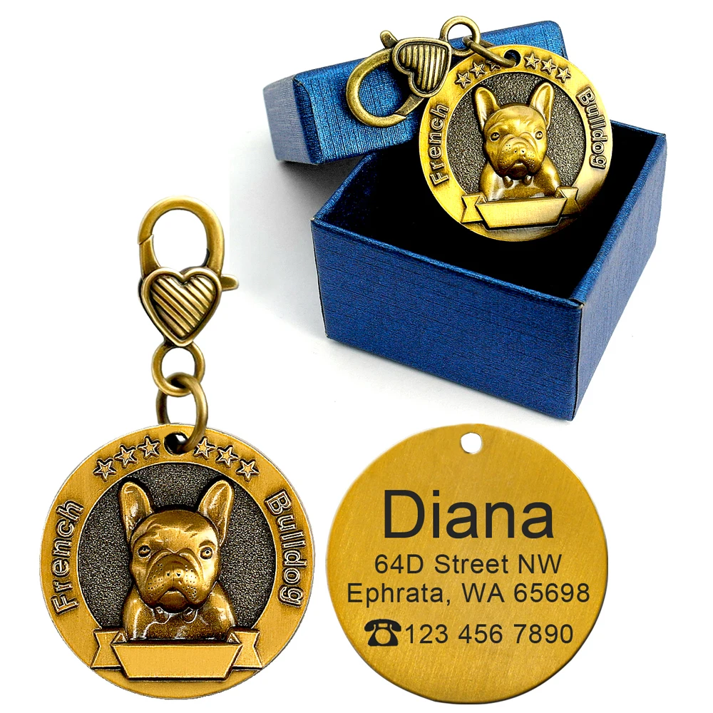 Pet ID Tags Dog Collar Tags Pet ID Medal Pendant Personalized Dog ID Tag Dogs Tags Nameplate Anti-lost Free Engraving Pet Pendant For Collars Necklace Copper Plated