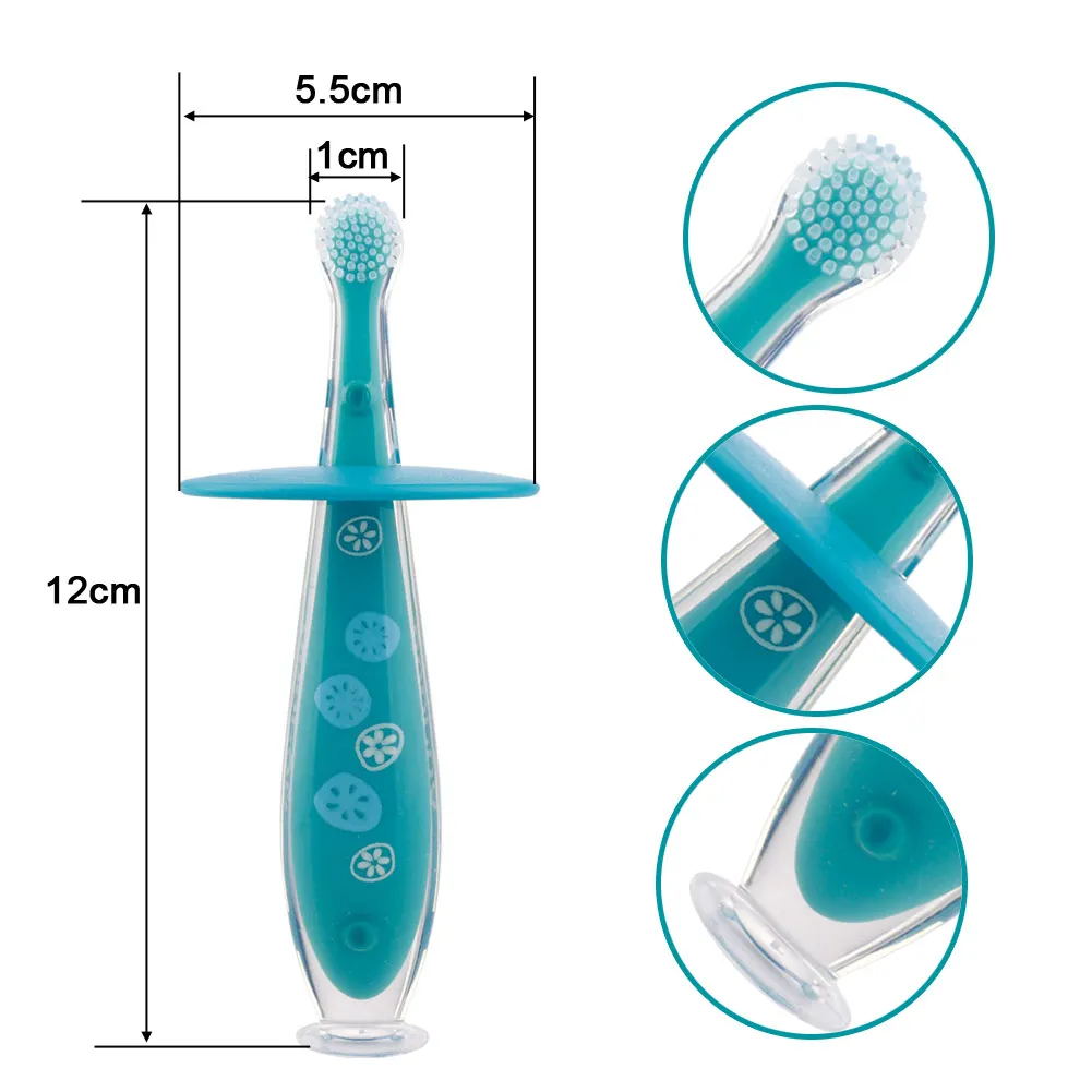 Детские Младенцы Дети мягкий безопасный Сгибаемая зубная щетка Обучение рукавицы прорезывания зубов Зубная щетка уход за зубами