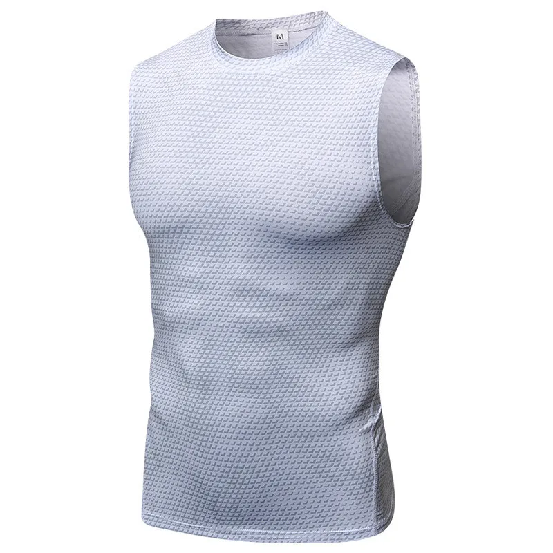 Мужской жилет для бега, безрукавка, Рашгард, футболки для фитнеса, жилет для бодибилдинга, сухой, плотный, дышащий, рубашки, мужские, для мышц, для парней, для спортзала, жилет - Цвет: 4022-white
