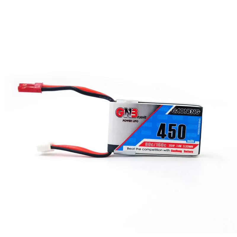 2 шт Gaoneng GNB 450mAh 2S 7,4 V 80C/160C Lipo батарея JST разъем для микро самолета Мини квадрокоптера FPV гоночный Дрон батарея для Emax babyhawk